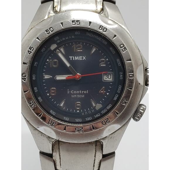 Men's Timex Sports watch. i-control. Blue face. Adjustable bevel edge.